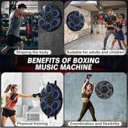 Smart Music Boxing Pad Machine - USB Rechargeable, Wireless Enabled Wall Target with Boxing Gloves, Wall Mounted Smart Bluetooth Music Boxing Trainer for Kids and Adults, Electronic Boxing Target Workout Punching Equipment for Home, Indoor & Gym