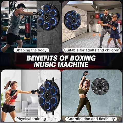 Smart Music Boxing Pad Machine - USB Rechargeable, Wireless Enabled Wall Target with Boxing Gloves, Wall Mounted Smart Bluetooth Music Boxing Trainer for Kids and Adults, Electronic Boxing Target Workout Punching Equipment for Home, Indoor & Gym