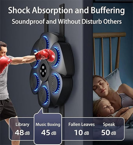 Smart Music Boxing Pad Machine - USB Rechargeable, Wireless Enabled Wall Target with Boxing Gloves, Wall Mounted Smart Bluetooth Music Boxing Trainer for Kids and Adults, Electronic Boxing Target Workout Punching Equipment for Home, Indoor & Gym