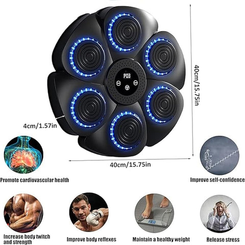 Smart Music Boxing Pad Machine - USB Rechargeable, Wireless Enabled Wall Target with Boxing Gloves, Wall Mounted Smart Bluetooth Music Boxing Trainer for Kids and Adults, Electronic Boxing Target Workout Punching Equipment for Home, Indoor & Gym